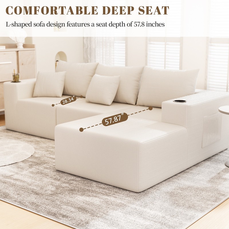 Modular Sectional Sofa, Convertible 4-seat Cloud Couch Set for Living Room gallery