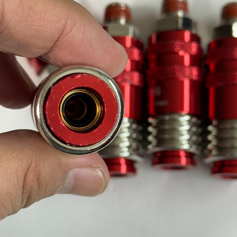 5 Pack Universal 5in1 Quick Coupler Red Aluminum 1/4” NPT Male Air Hose Fitting gallery