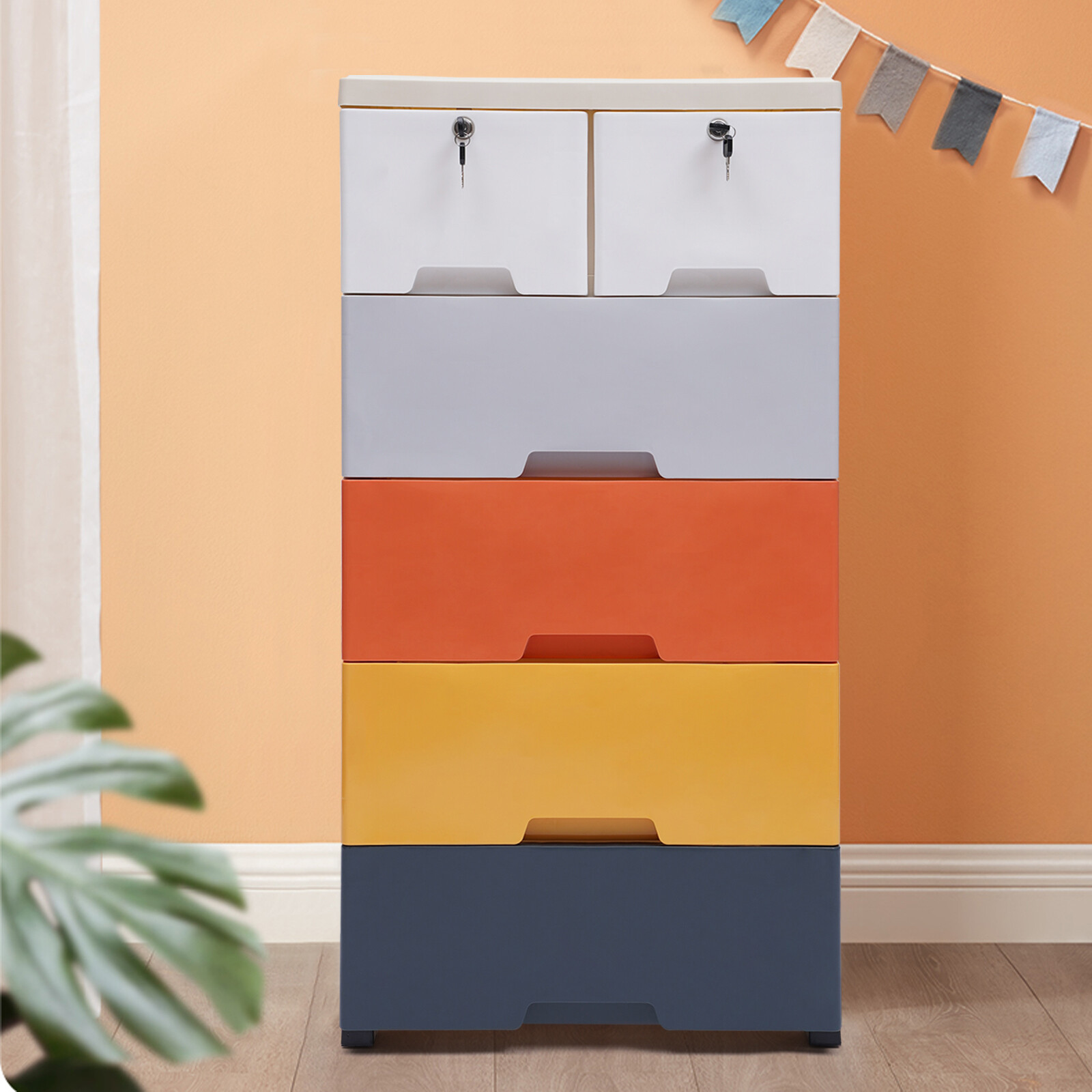 50*35*102cm Plastic Clothes Cupboard Colorful Wardrobe Storage Cabinet+6 Drawers gallery