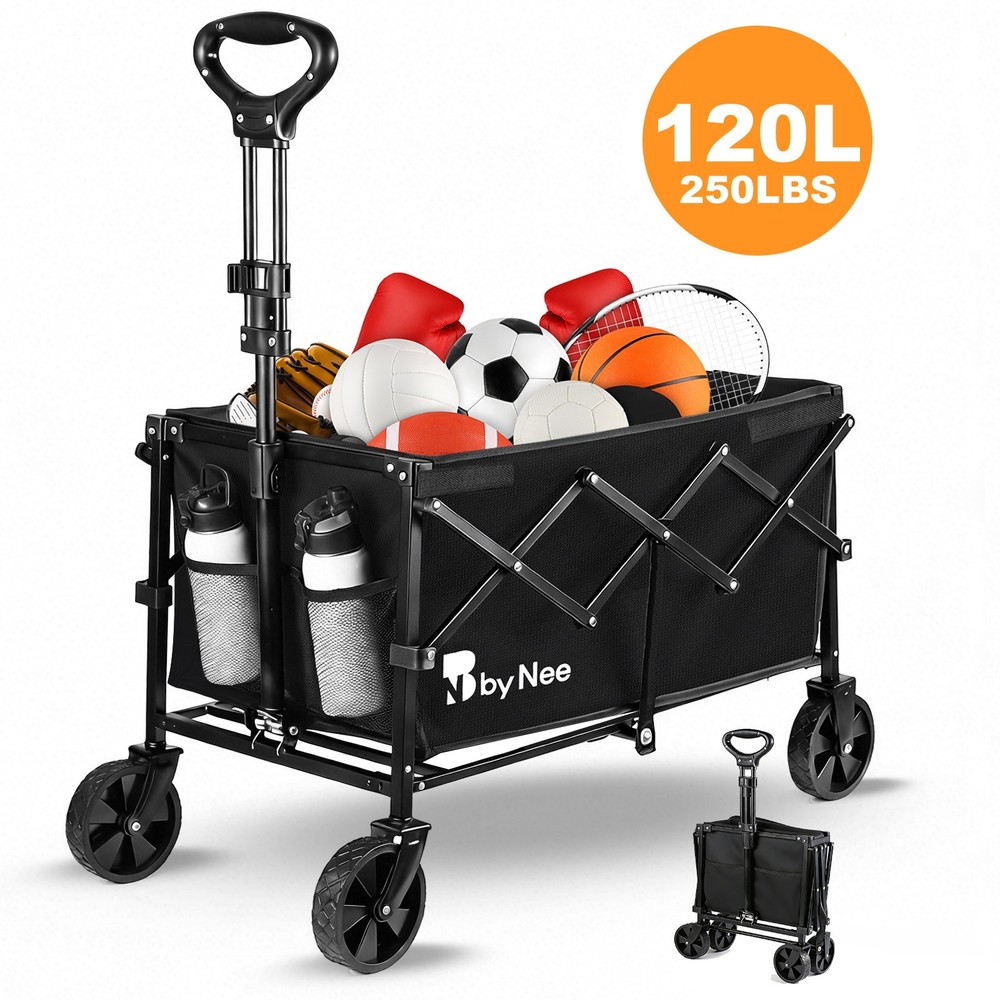 250lbs Collapsible Wagon Foldable Lightweight Heavy Duty Utility Beach Fold Cart