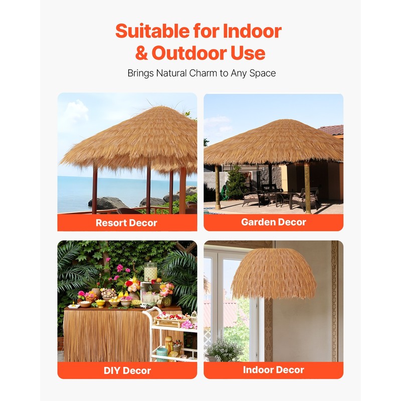 1.3x3.2 ft Artificial Thatch Roofing Mexican Style Tiki Hut Grass Skirt Roof gallery
