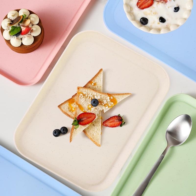 4 Pack Multicolo Plastic Serving Trays for Party Serving Food - Rectangular 8... gallery