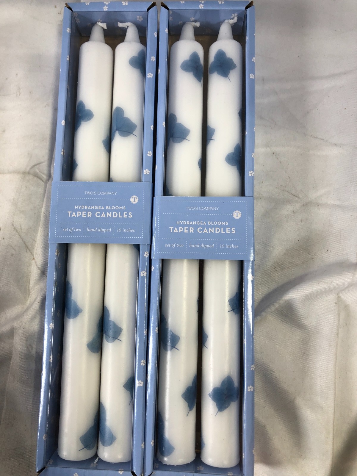 Two's Company Hydrangea Blooms Taper Candles Set of 2 Hand-Dipped 10"(4 Sets) gallery