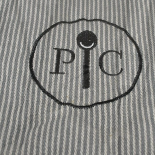 PAMPERED CHEF Consultant Apron GRAY/WHITE Striped Black Embroidered-SEALED gallery
