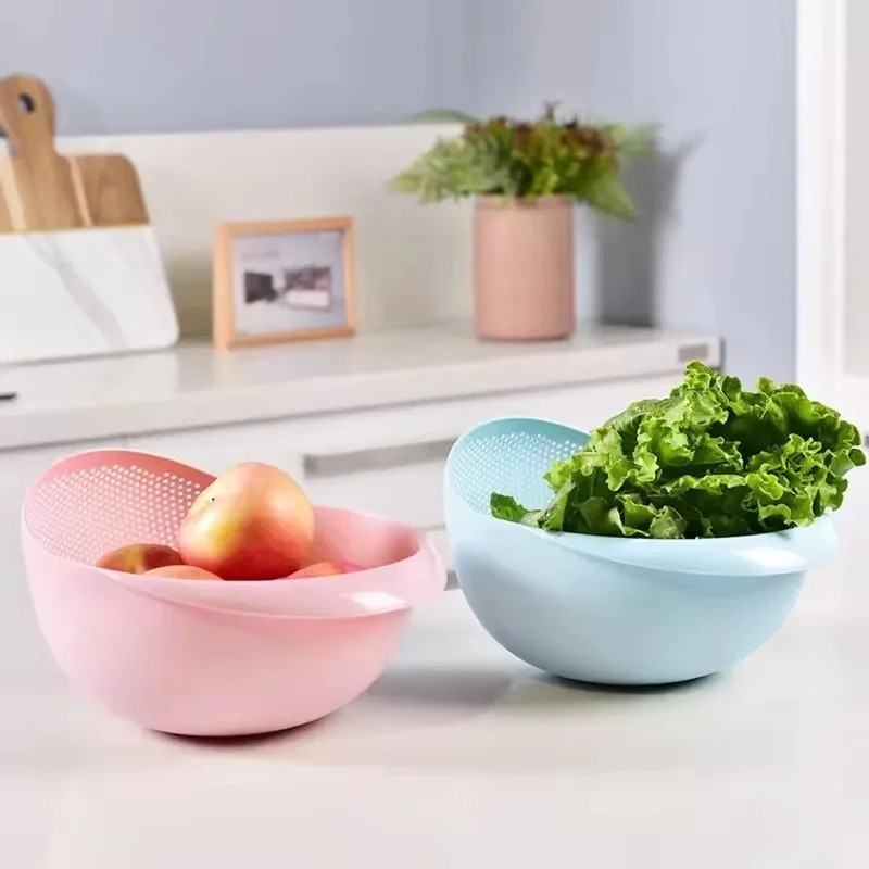 Multi Use Rice Washing Vegetable Fruit Strainer White Bowl Rice Washer gallery