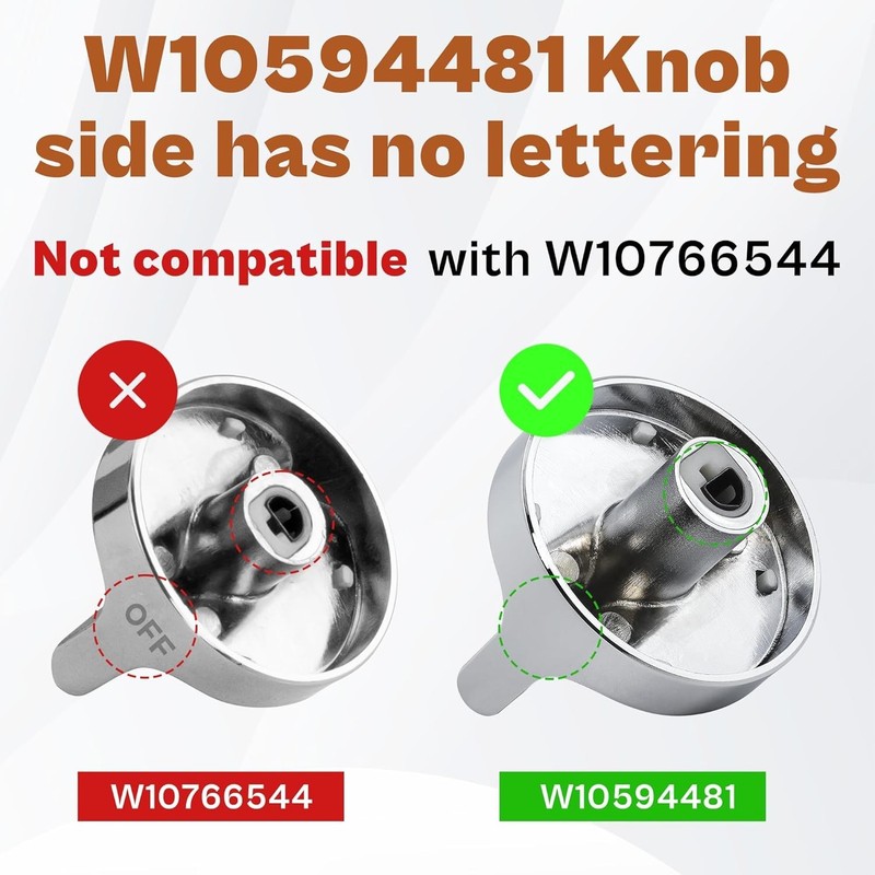 𝗦𝘁𝗮𝗶𝗻𝗹𝗲𝘀𝘀 𝗦𝘁𝗲𝗲𝗹 W10594481 Gas Range Stove Knobs Replacement 5 Pack gallery