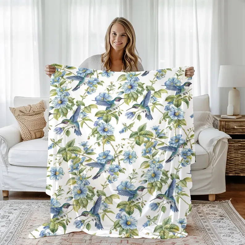 Hummingbird Plush Blanket Extra Soft Nature Inspired Decor gallery