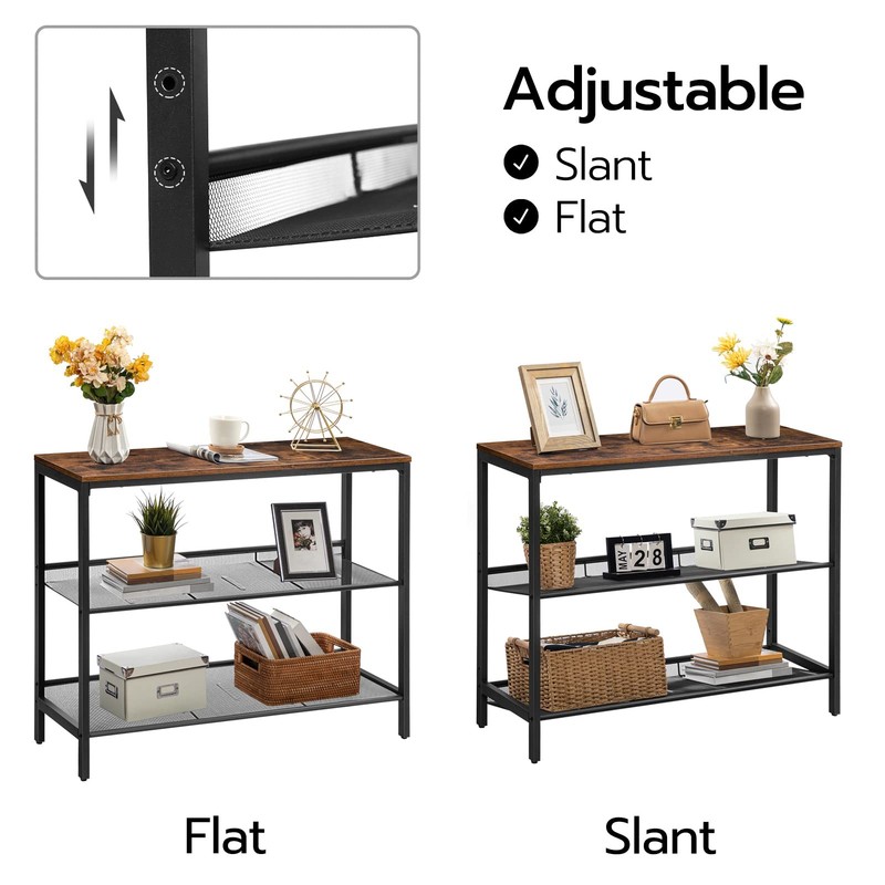 HOOBRO Console Table, Sofa Table with 2 Flat or Slant Adjustable Mesh Shelves, H gallery