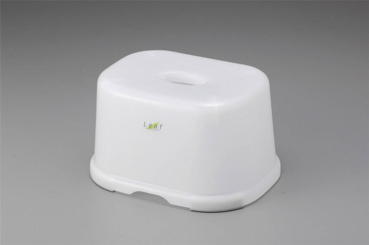 Japanese Bath Stool Chair Leaf Series White #5682 S-3190 gallery