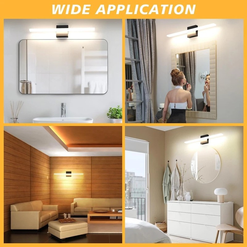 Bathroom Vanity Light 23.6" Dimmable 5CCT LED Black Wall Lamp Mirror Fixture gallery