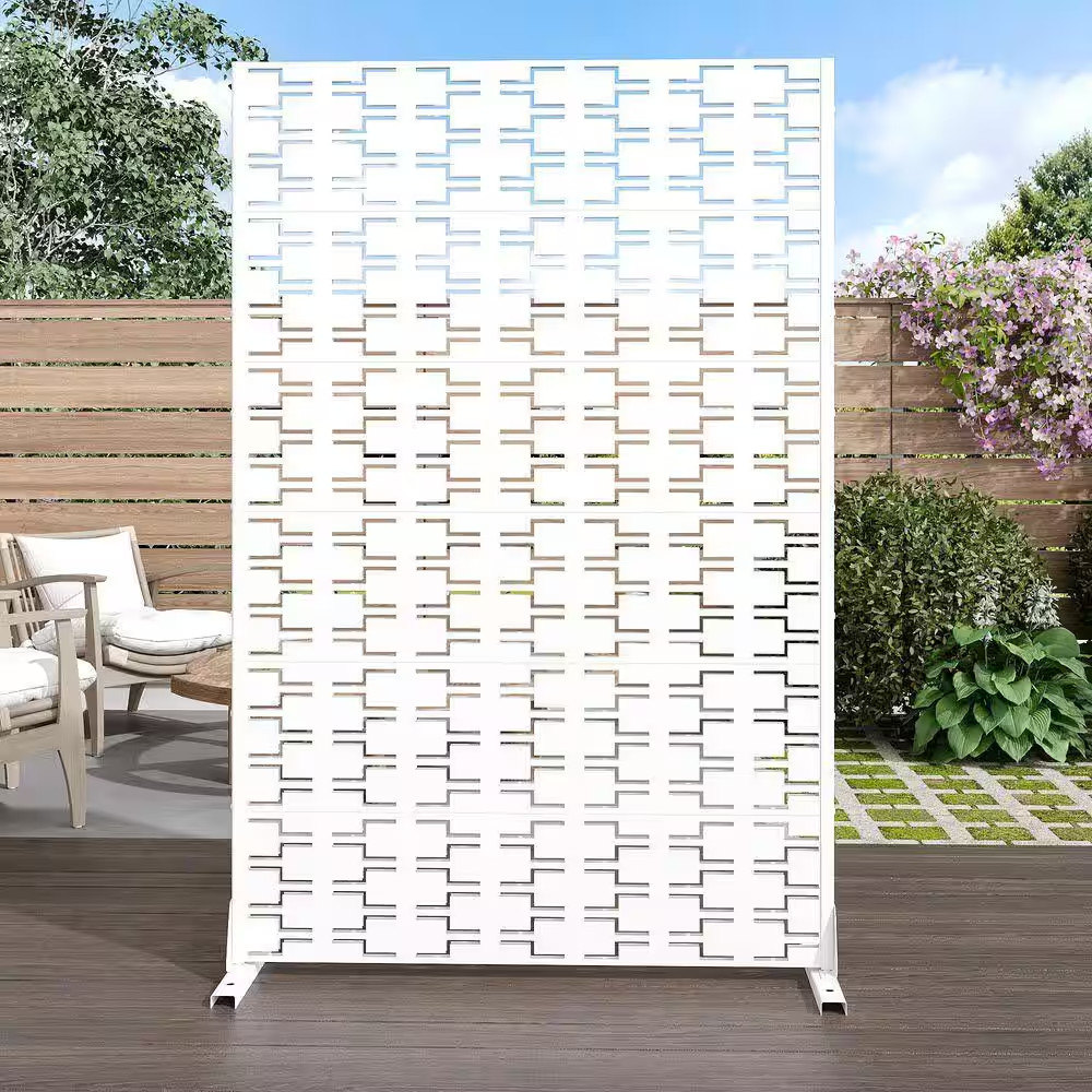 72 In. X 47 In. White Privacy Screen Galvanized Freestanding Panel gallery