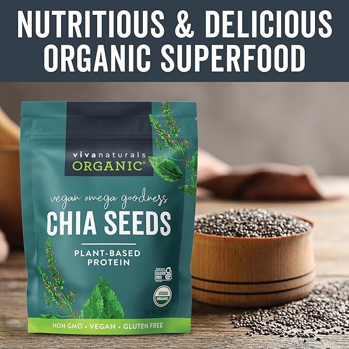 Organic Chia Seeds 2 LBs - Plant-Based Omega-3 and Vegan Protein, Non-GMO Chi... gallery