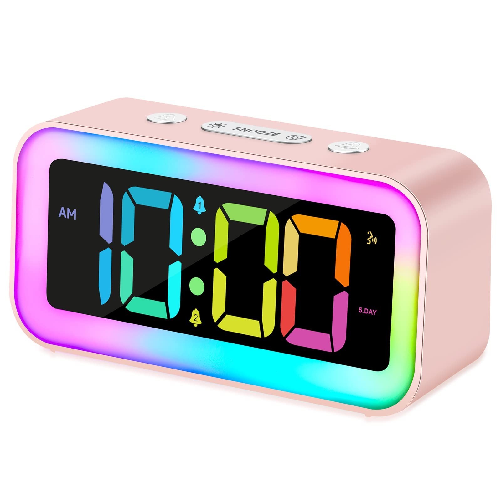 Kawaii Pink Alarm Clock Bedside & Desk Decor– 95dB Loud Alarm with RGB Nig gallery