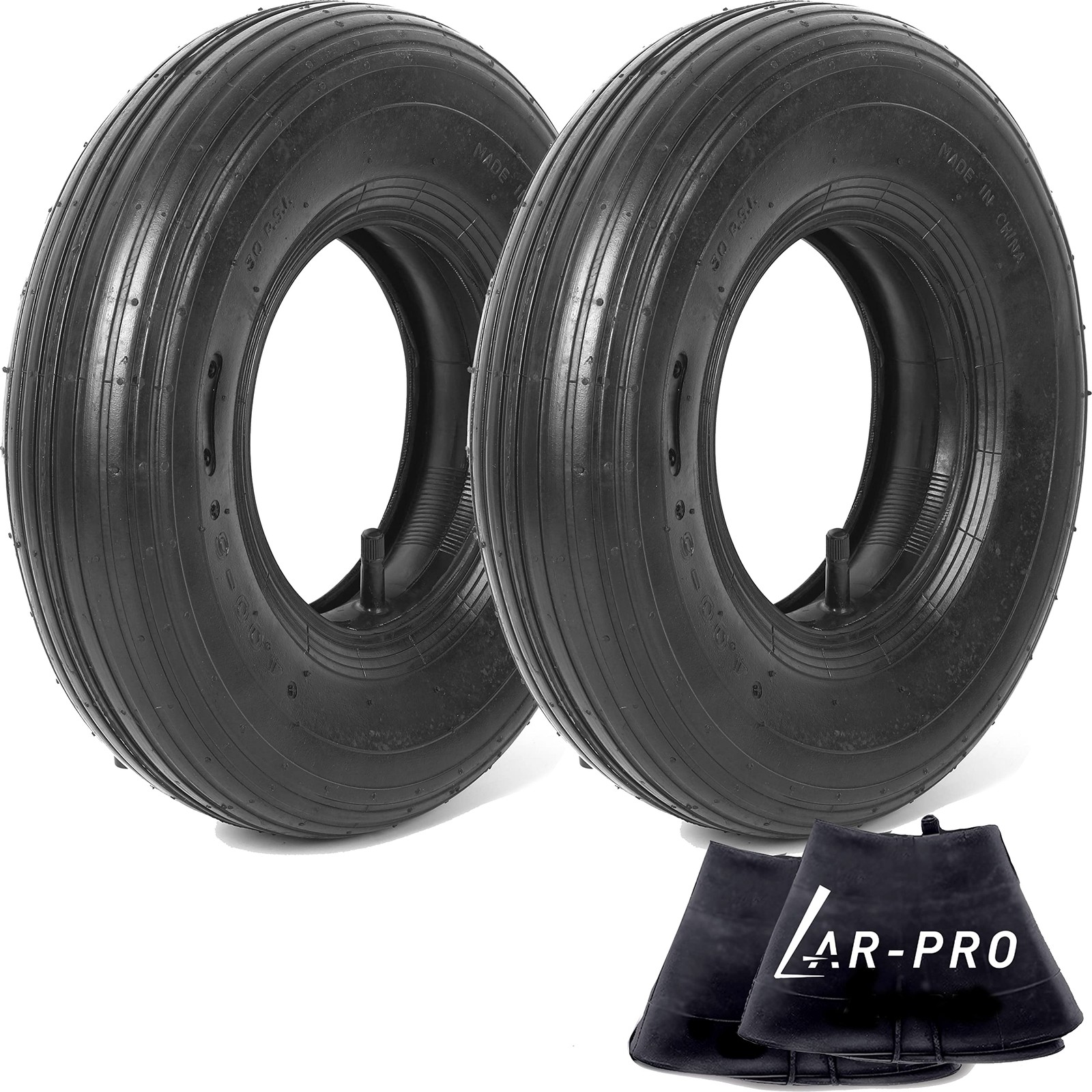 (2 Sets) 4.00-6 Replacement Pneumatic Tires and Inner Tubes - Universal Fit 13” gallery