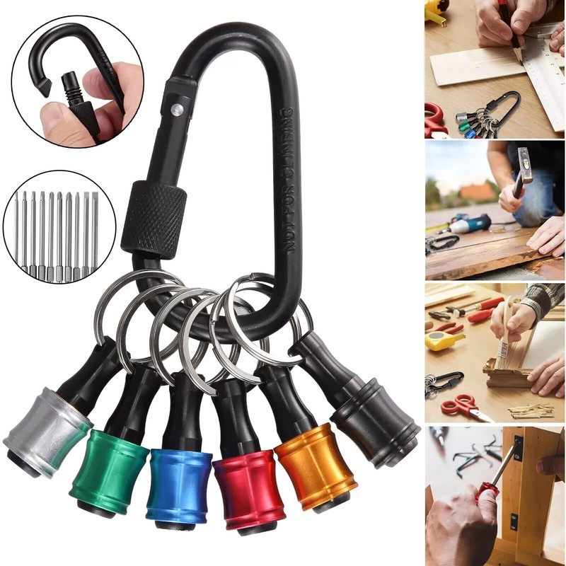 6Pcs 1/4" Hex Shank Quick Release Keychain Screwdriver Drill Bit Holder Bits Set gallery