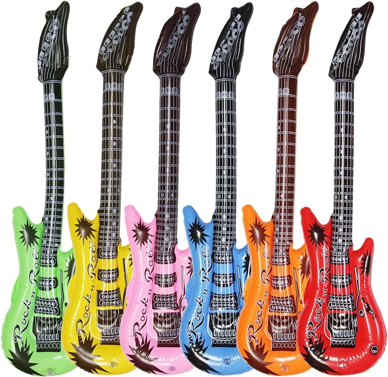 6-Pack Inflatable Guitars - Waterproof Party Decor in Assorted Colors, 37-Inches gallery