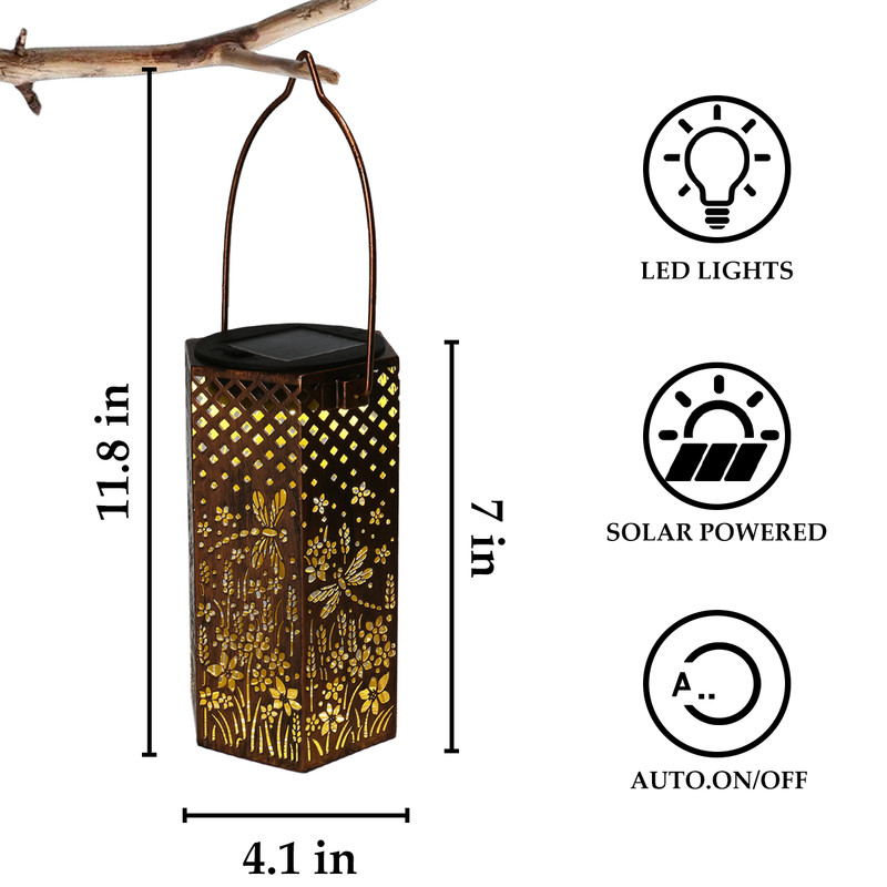 Solar Lantern Hanging LED Lights Dragonfly Outdoor Garden Lamp Waterproof Decor gallery