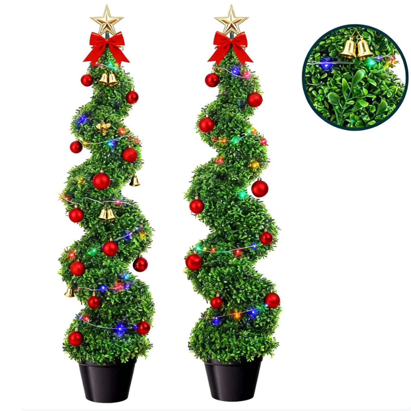 5'/4'/3.2'/3' Artificial Cone Boxwood Tower Topiary Faux Tree 2pcs UV Outdoor gallery