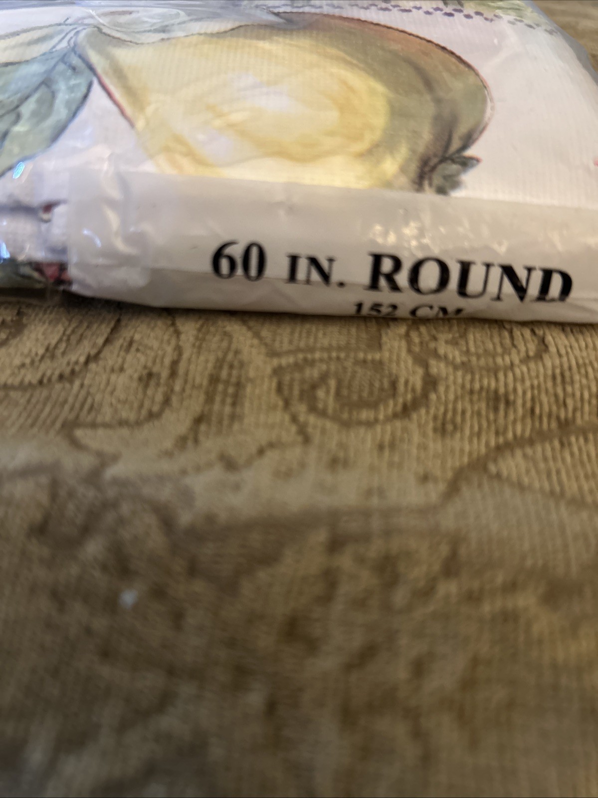 Nantucket Home 60" Round Vinyl Tablecloth Flannel Back Fruit 152 Cm Wipe Clean gallery