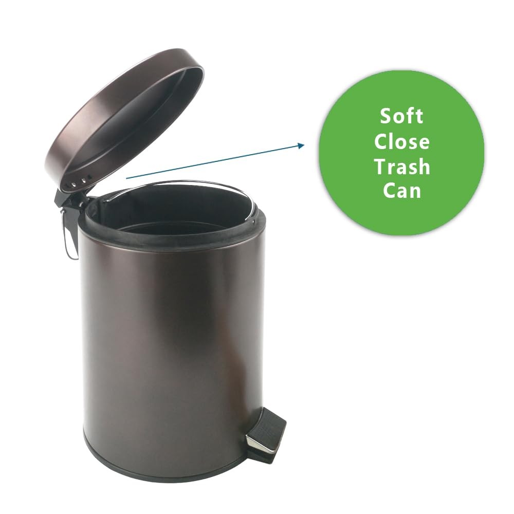 Stainless Steel Small Trash Can With Lid & Step Pedal 5 Liters/1.3 Gallon Soft C gallery