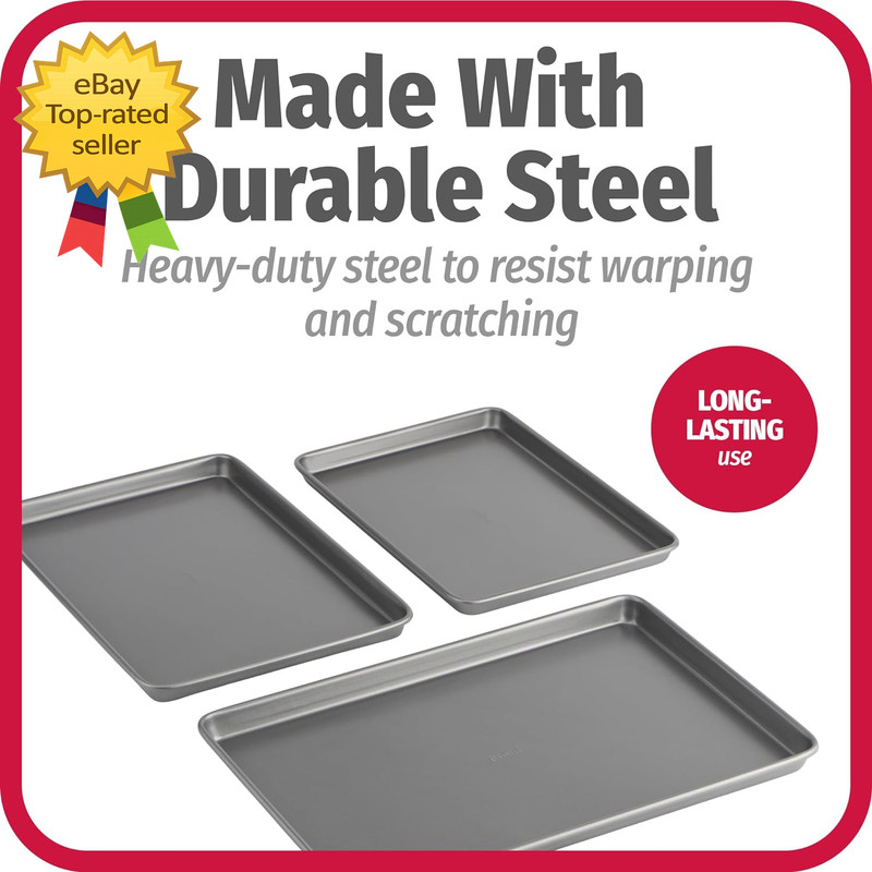 Everyday Nonstick Baking Sheet Set 3 Pack Includes One Small Medium and Large Pa gallery