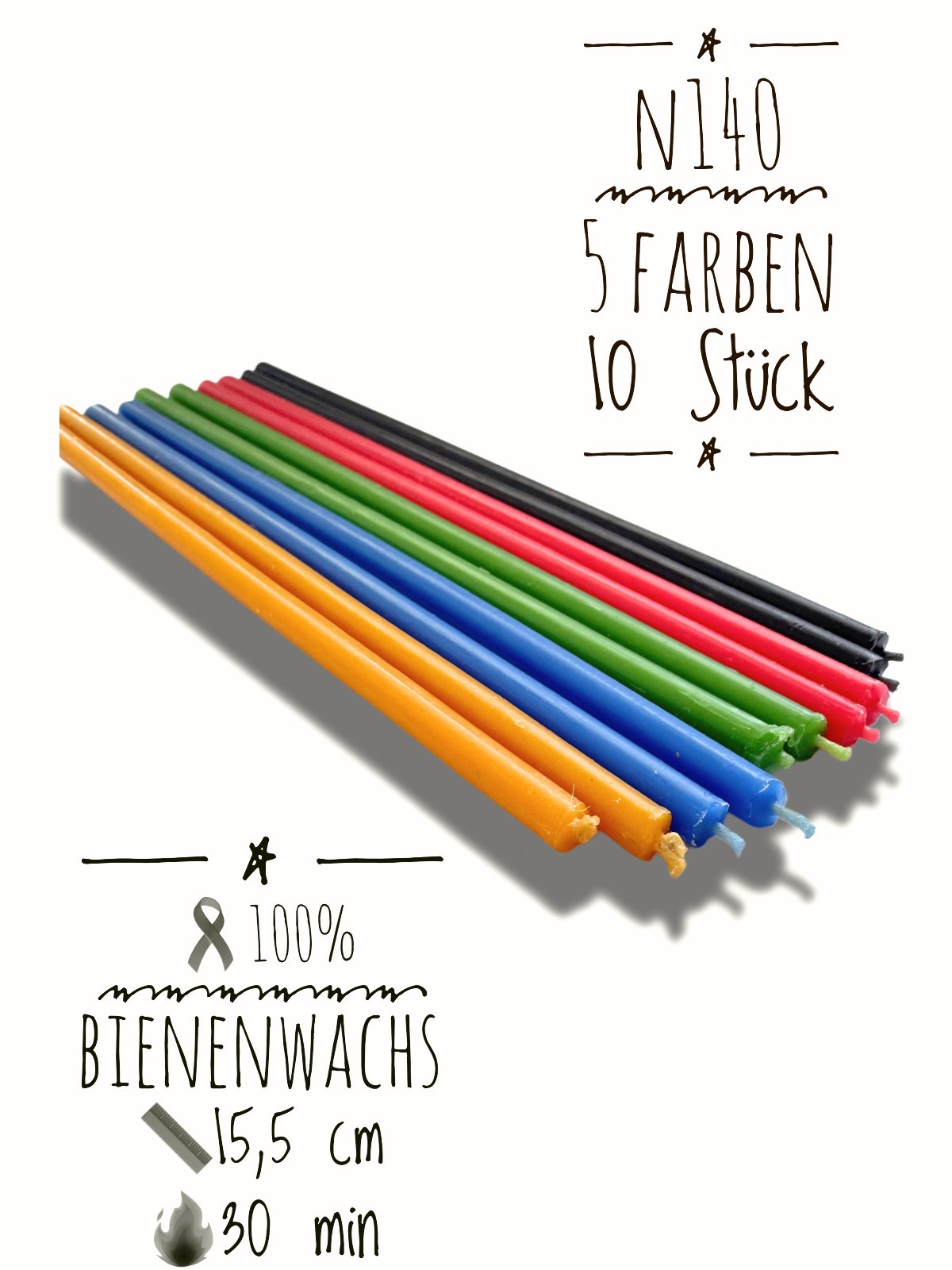 10 Ritual Candles Bendable Twist Candles 15.5cm | 5 Colours Natural Wax | Unspecified gallery