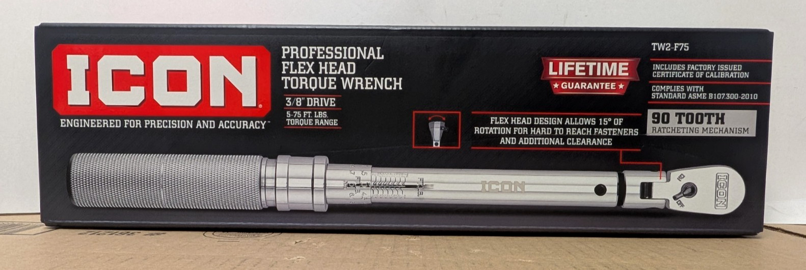 Icon TW2-F75 3/8" Drive Professional Flex-Head Torque Wrench - NEW IN BOX! gallery