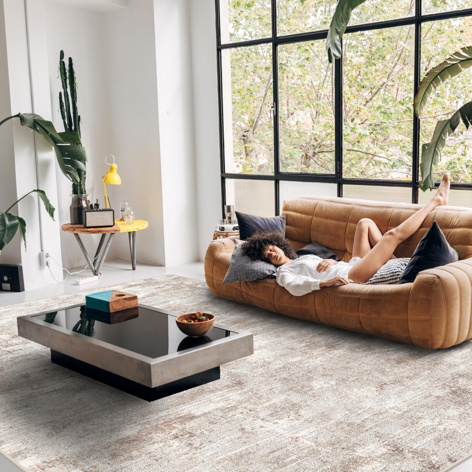 Area Rug 9 x 12 Abstract Washable Non Slip Low Pile Brick RUUGME Foldable 9X12 gallery