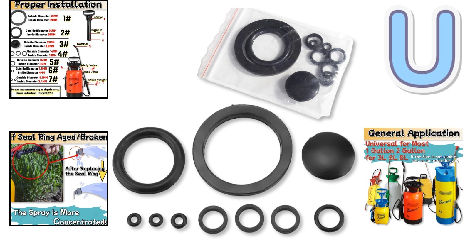 High-Quality Rubber Sprayer Seal Rings - 10 Pack for Universal Irrigation Use gallery