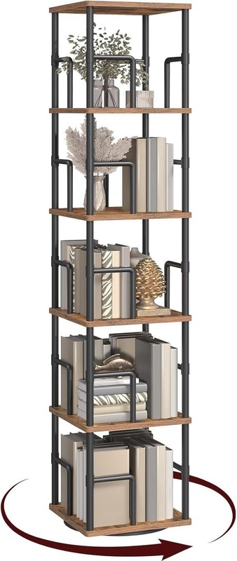 Rotating Bookshelf Corner Shelf 5 Tier Space Saving Spinning Bookcase gallery