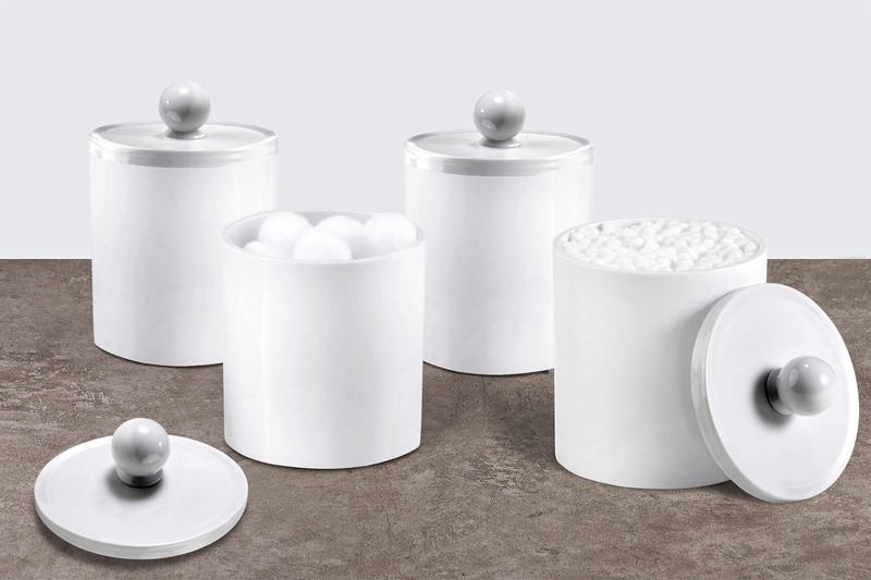 Plastic Acrylic Bathroom Vanity Countertop Canister Jars With Storage Lid Apothe gallery