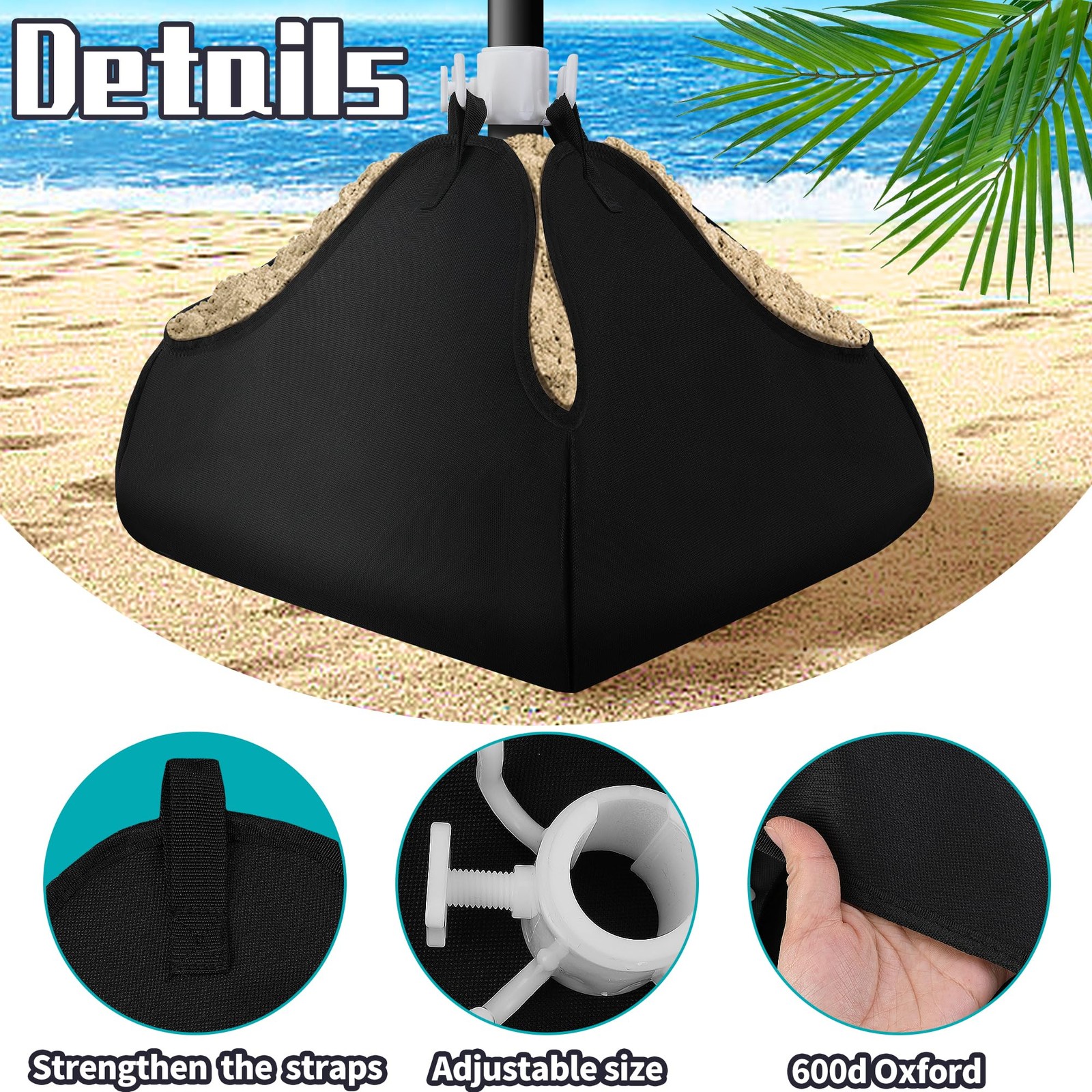 2 Sets Beach Umbrella Base Weight- 600D Oxford Cloth Sun Umbrella Fillable We... gallery
