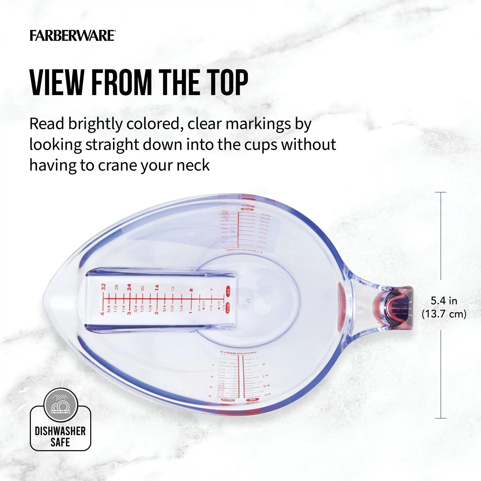Farberware Pro Angled Measuring Cup, 1 Cup/8 fl. oz. - Red Markings & Handle gallery