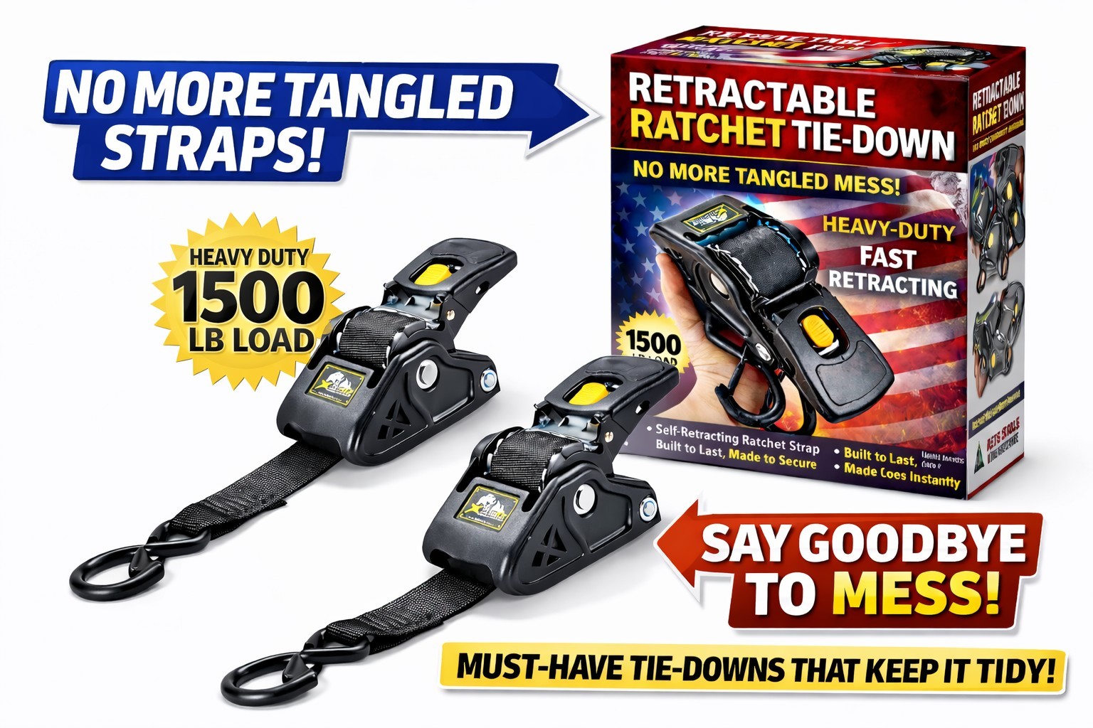 2” Retractable Ratchet Tie Down Straps – 3300lb Heavy Duty Cargo Securing gallery
