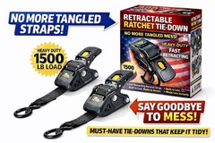 2” Retractable Ratchet Tie Down Straps – 3300lb Heavy Duty Cargo Securing