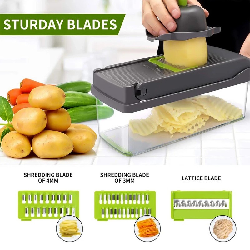 Multi Function 14 In 1 Vegetable Chopper Onion Dicer Fruit Cutter Kitchen Slicer gallery