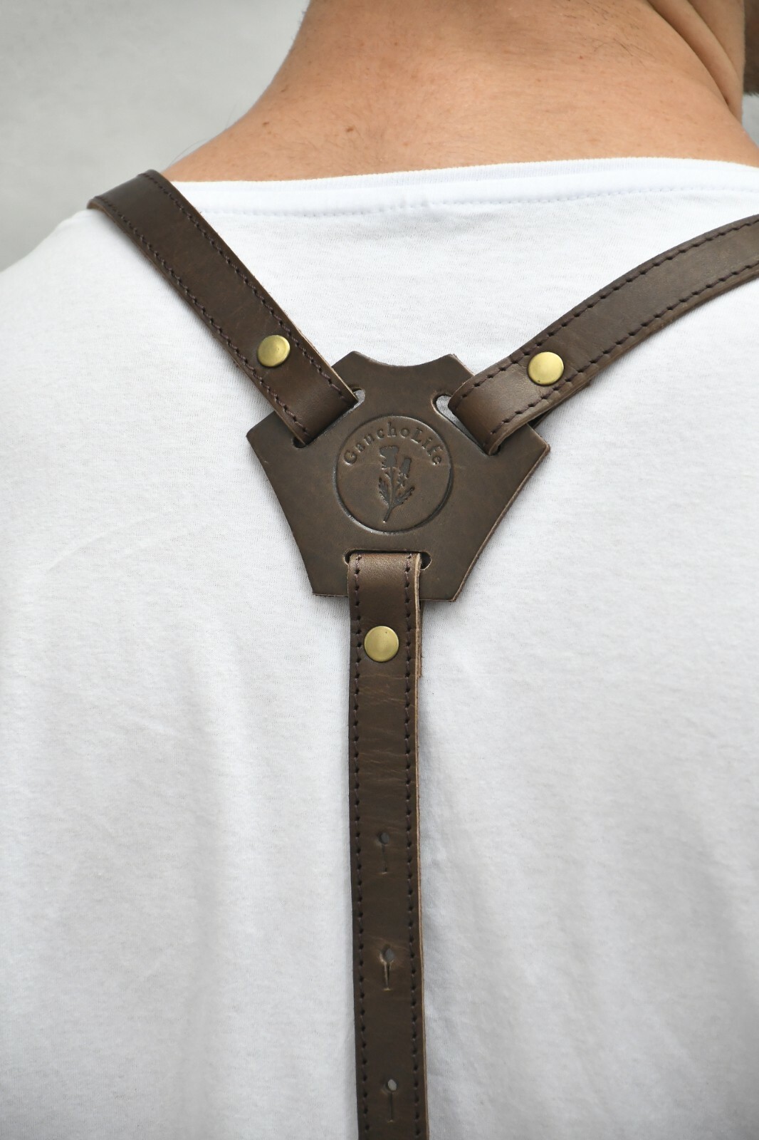 Leather Crossback Apron Handmade Adjustable Vegetable-Tanned Leather Cross Back gallery