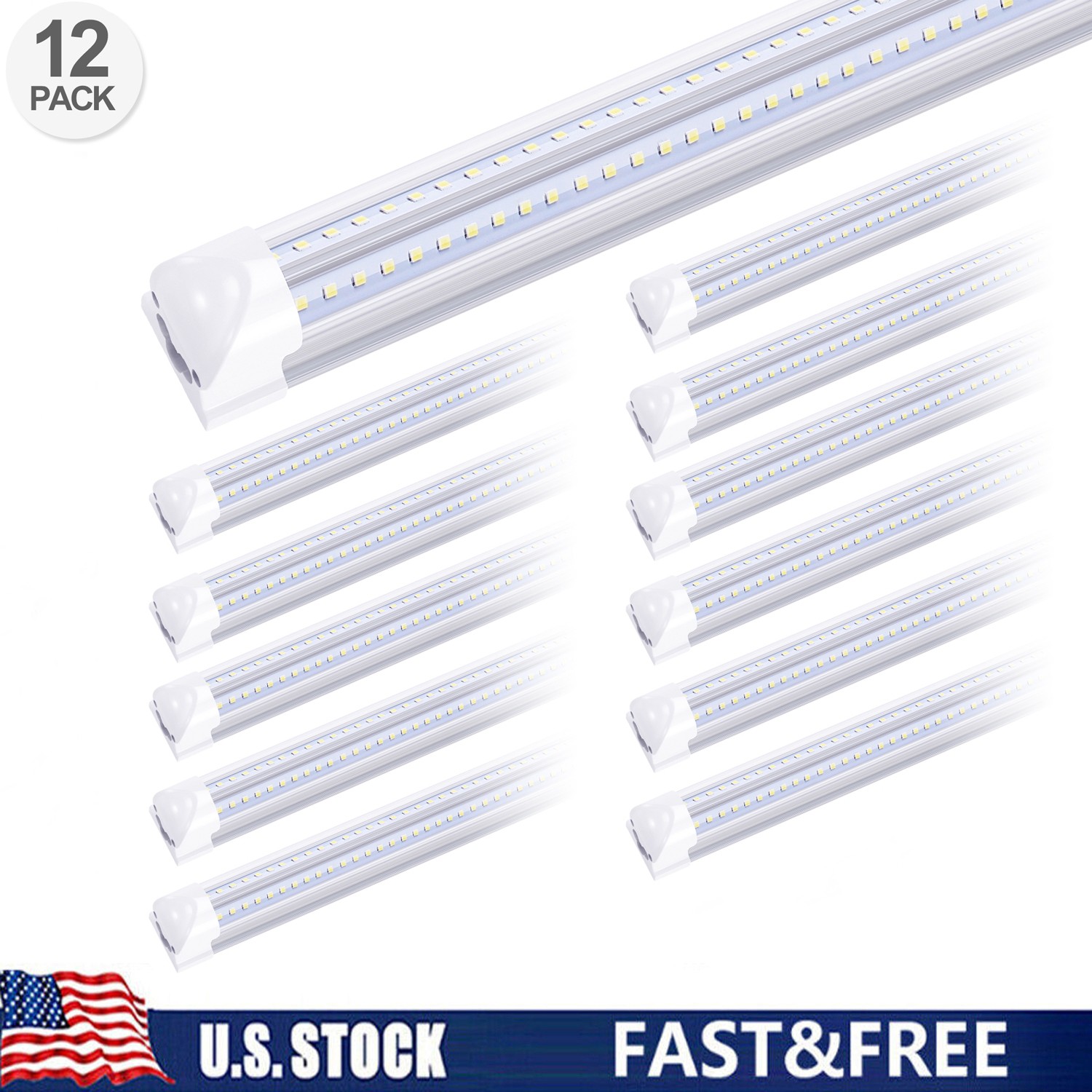 12 Pack Led Shop Light Fixture, 100W 8FT Integrated 8 Foot Led Tube Light Bulbs gallery