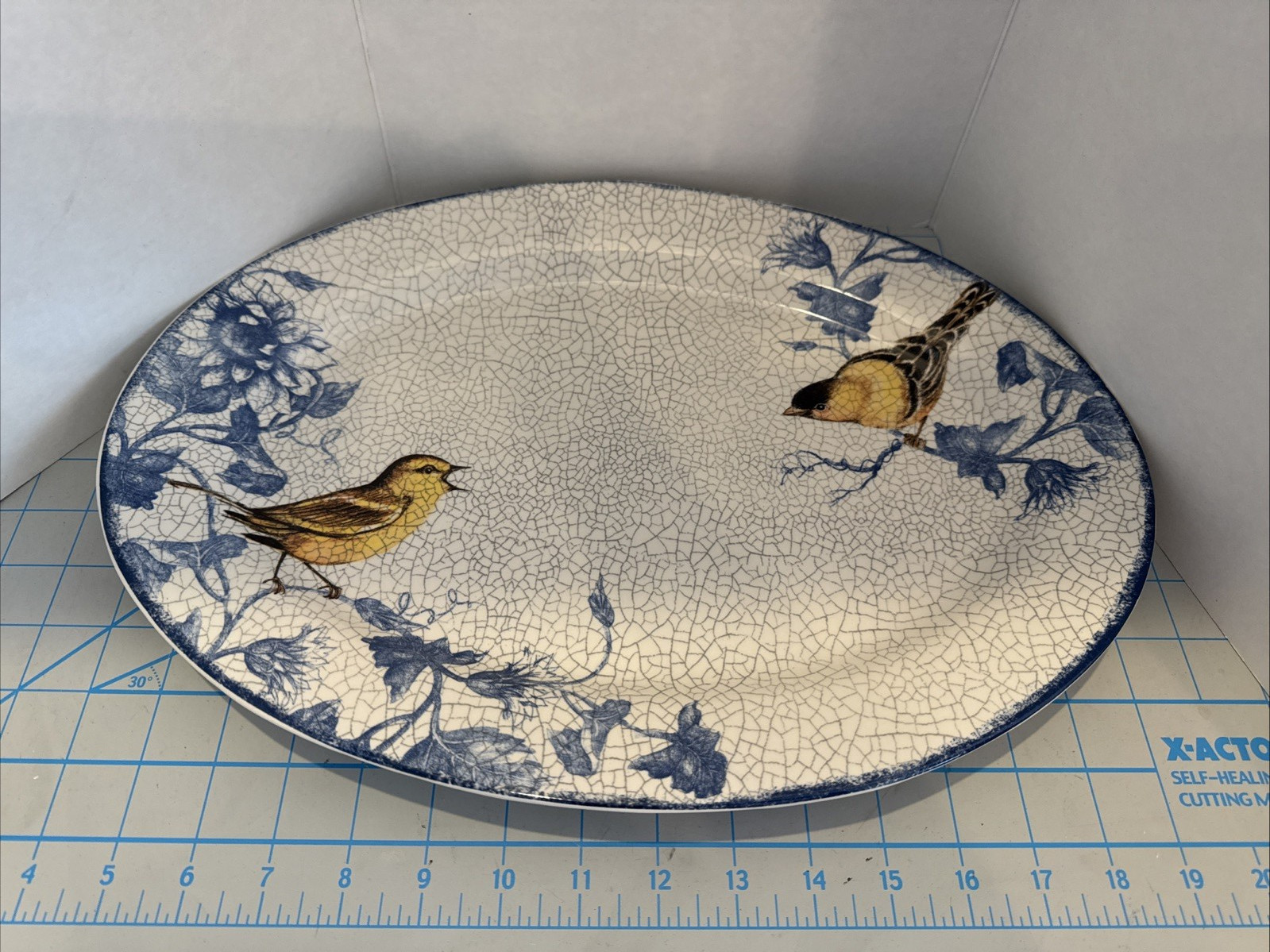 Cracker Barrel Susan Winget Stoneware Blue Song Bird Platter 16" gallery