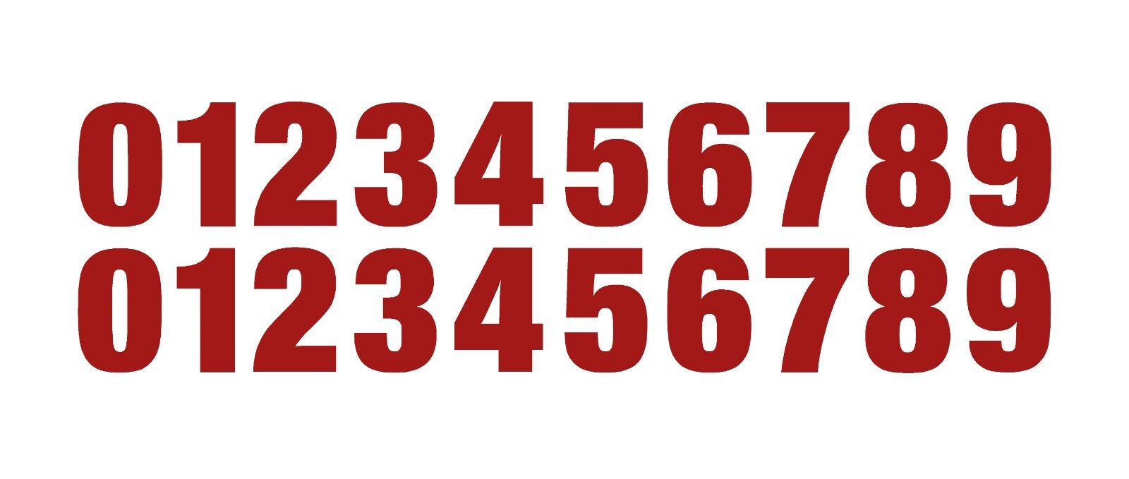 0-9 Reflective Numbers Red Sticker Vinyl Decal pick 1"-12" Set Of 20 (RV2-2) gallery