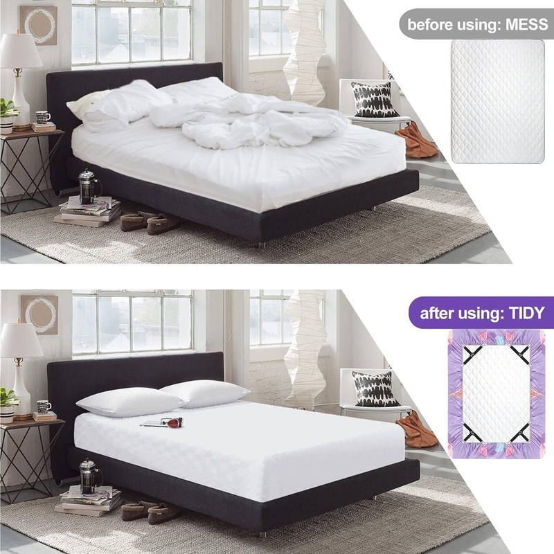 4Bed Sheet Fasteners Adjustable Elastic Suspenders Straps Mattress Covers Clips gallery