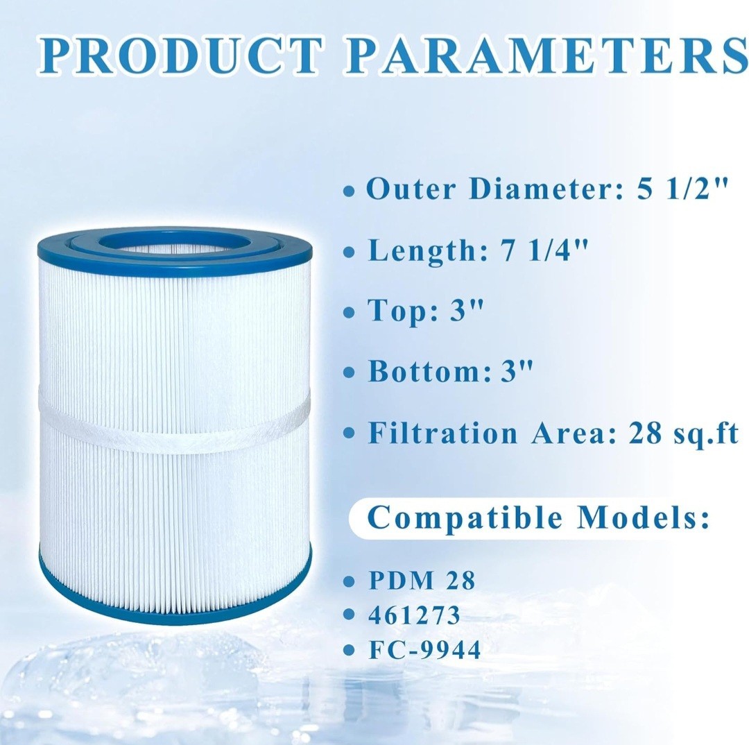 Spa & Pool Filter Cartridge PDM28 28 sq ft 2-Pack 5 1/2in x 7 1/4in FC-9944 gallery
