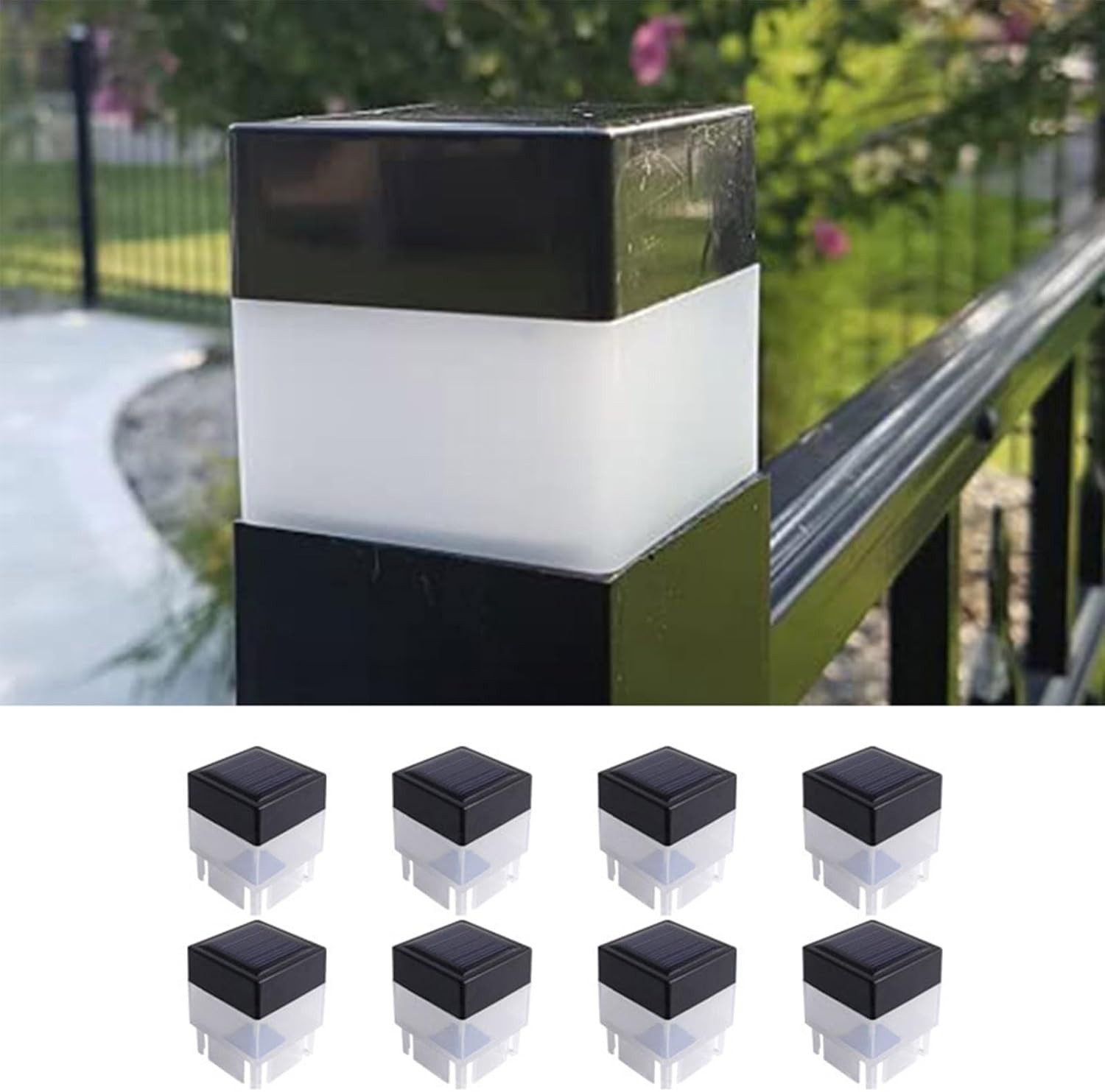 Solar LED Fence Post Cap Light 2x2 Inch (5x5cm) - for Wrought Iron, Aluminum ... gallery