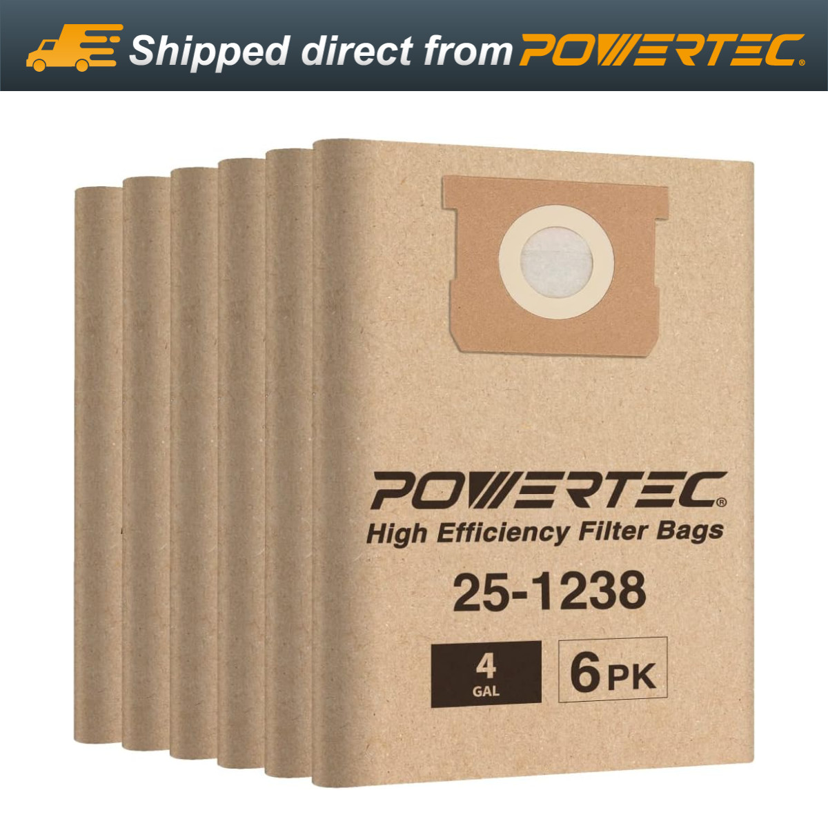 POWERTEC 75051-P2 High Efficiency Filter Bag for Porter-Cable and Stanley, 6PK gallery