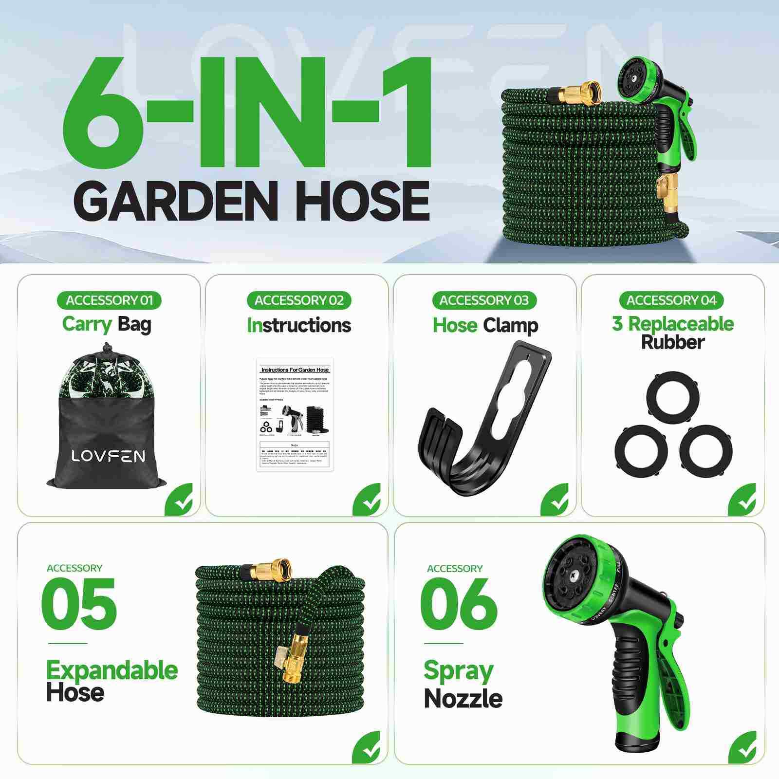 Expandable Garden Hose 25-150FT Flexible Water Hose w/ Spray Nozzle 10 Function gallery