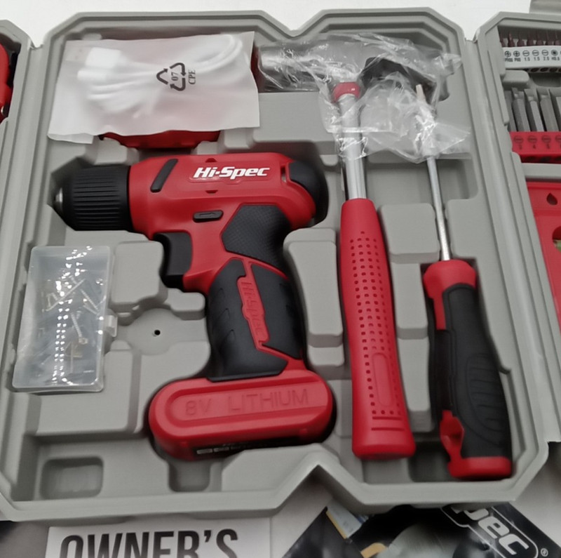 Hi-Spec Drill Set 58Pc Red Tool Set 8V USB Electric Drill Driver DT30336 gallery