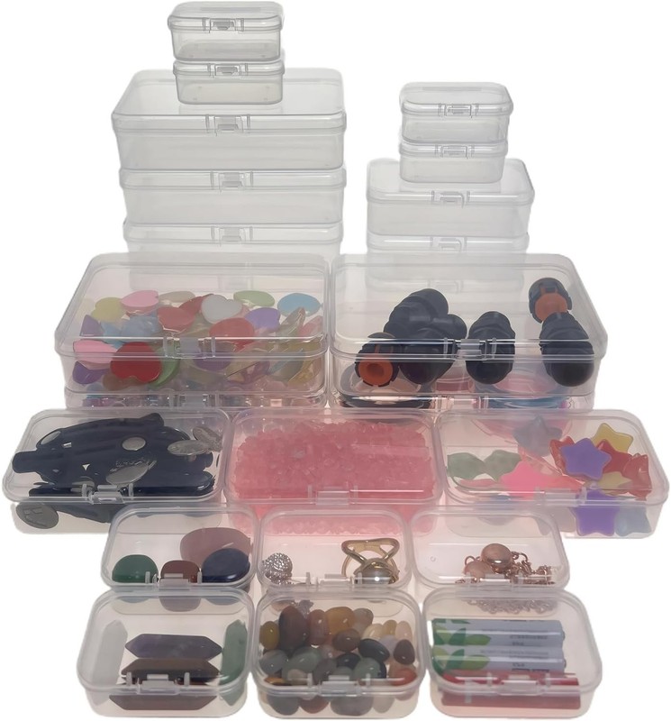 Lots Clear Plastic Storage Container Box Hinged Lid Art Jewelry Making Organizer gallery