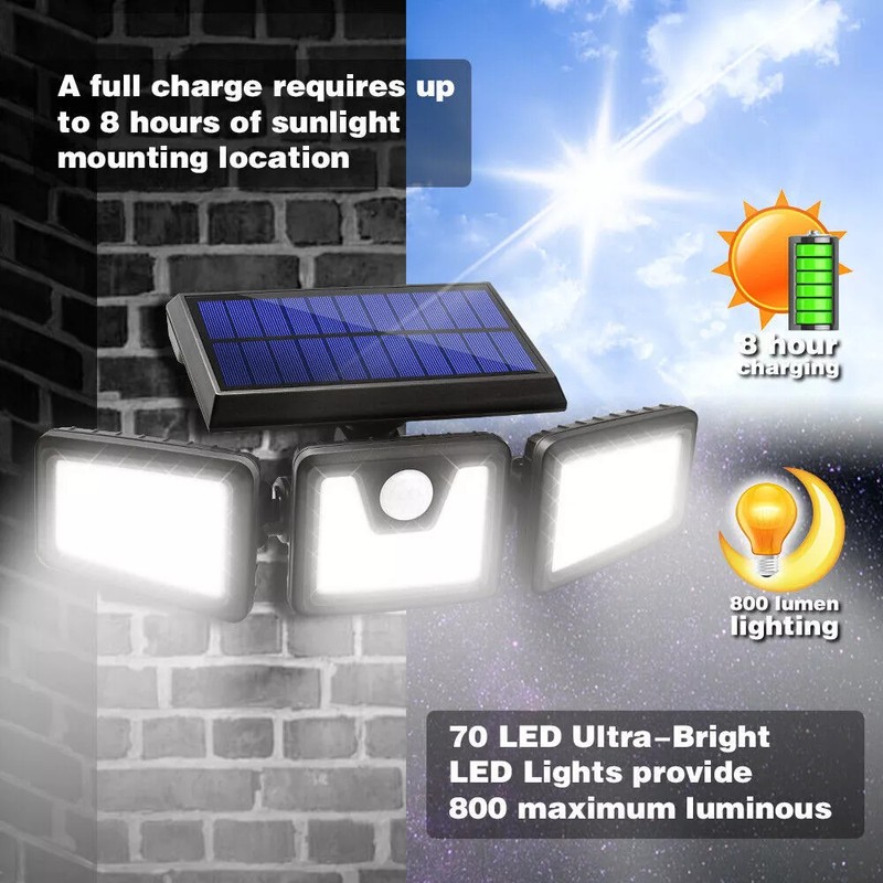 LED Motion Sensor Solar Lights 2 Pack Outdoor IP65 Waterproof Security Lamp gallery