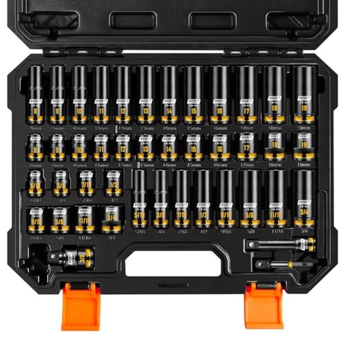 Pro 3/8" Drive Impact Socket Set, 43-Piece SAE(5/16"-3/4") & Metric(8-19mm) gallery