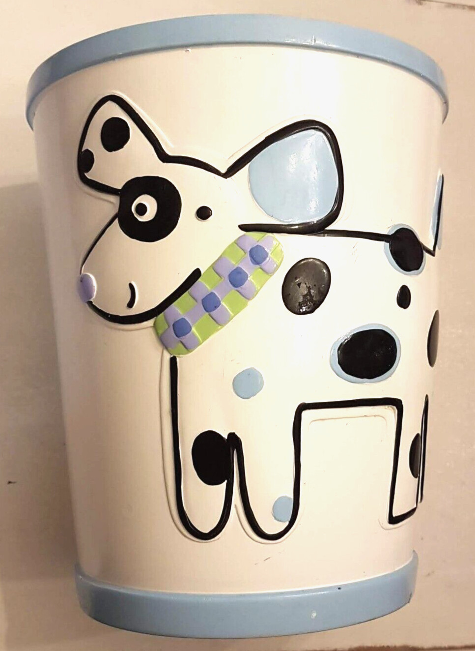 Jenny Jeff Designs Cat Dog Dalmatian Best Friends Wastebasket Ceramic Trash Can gallery